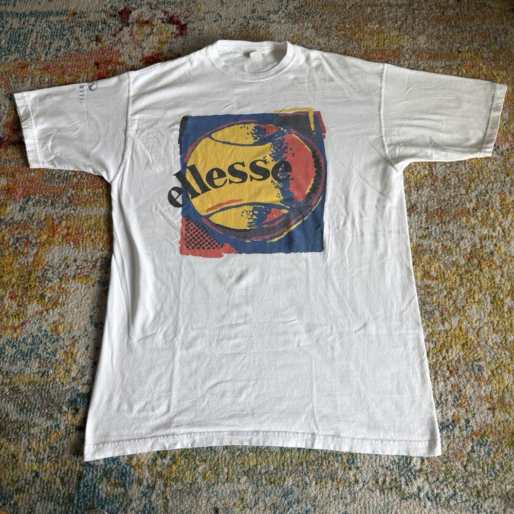 Vintage 90s Ellesse Chris Evert Tennis Classic T-Shirt Medium Fits Like a XL